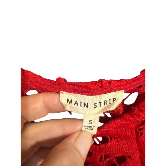 Main Strip Red Lace Crochet Dress With Zipper Detail S‎ - Picture 2 of 6